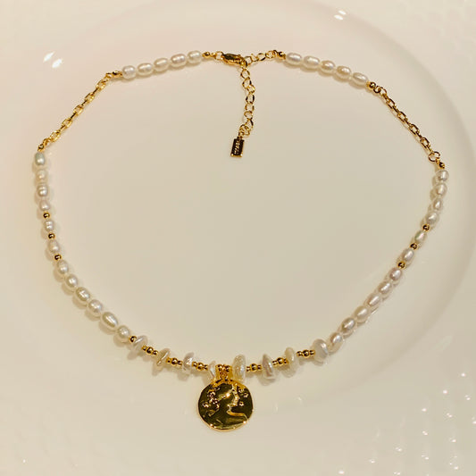 Baroque Style Gold Plated Pearl Necklace