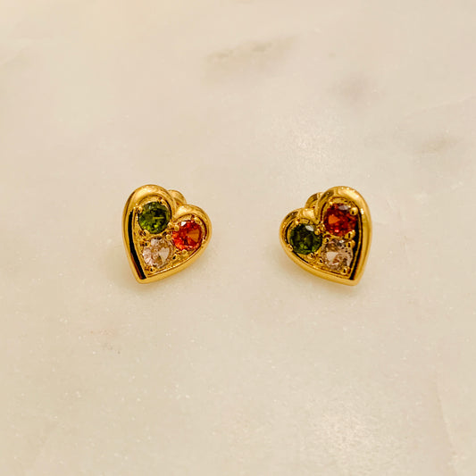 My Heart Is Forever Gemstone Gold Plated Earrings