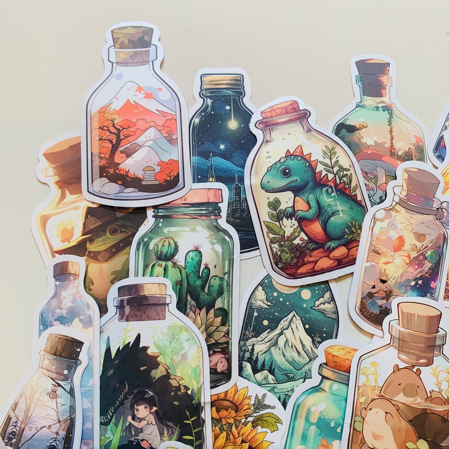 Lovely Wishing Bottle Theme Waterproof 50 Pieces Stickers