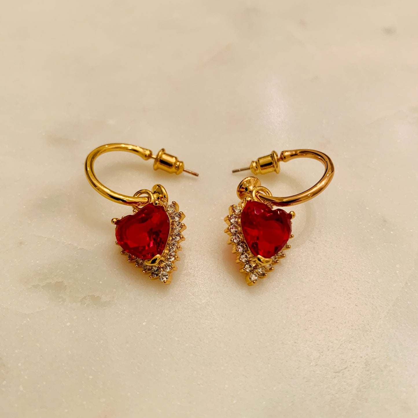 Red Heart Gemstone Earrings