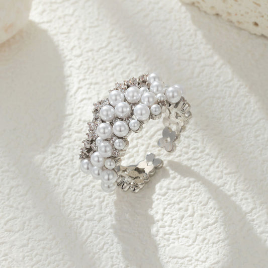 New Pearl Zircon Open Ring