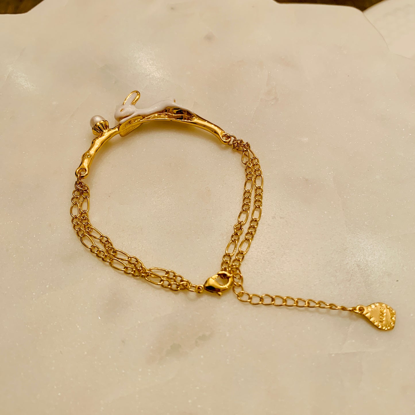 The Rabbit on the Moon Bracelet Gold Plated for Luck and Protection