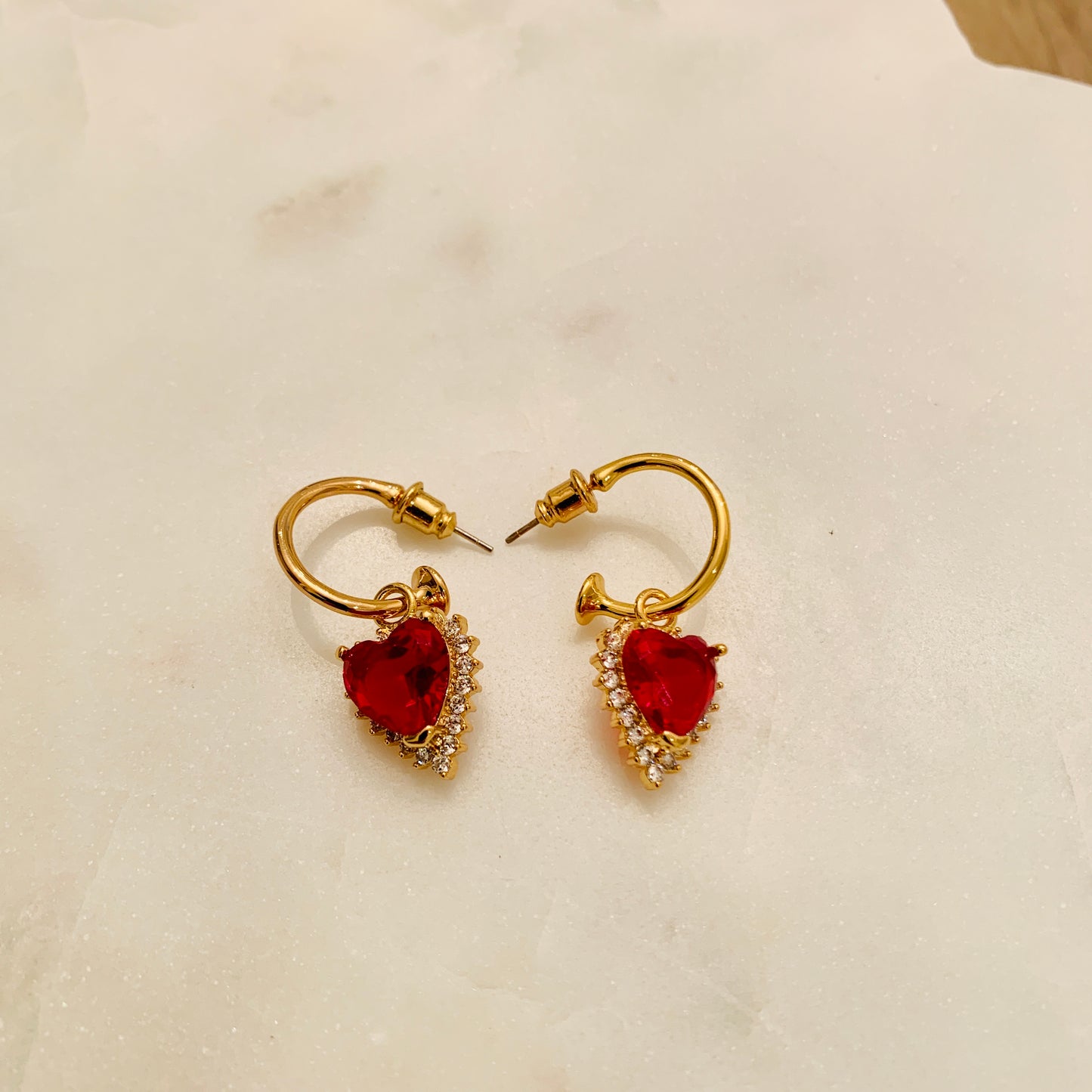 Red Heart Gemstone Earrings