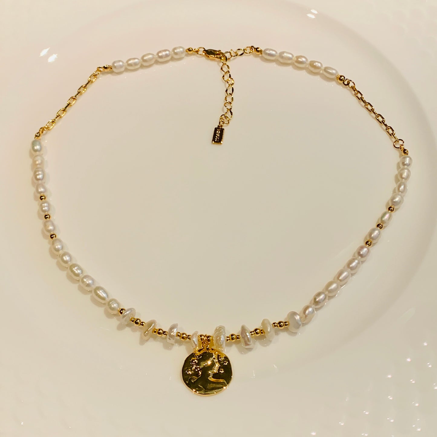 Baroque Style Gold Plated Pearl Necklace