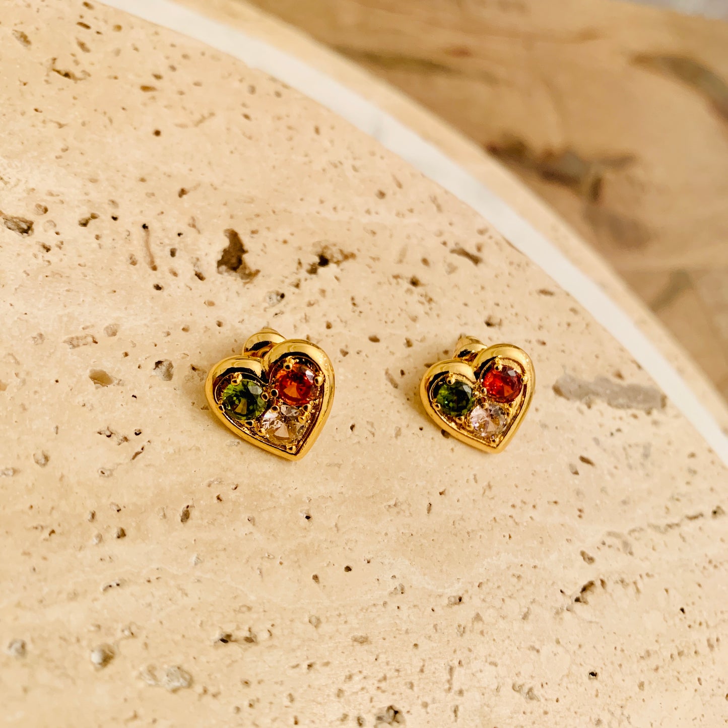 My Heart Is Forever Gemstone Gold Plated Earrings