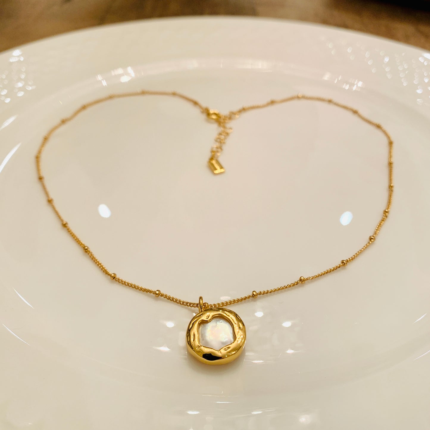 Round Pearl Gold Plated Necklace