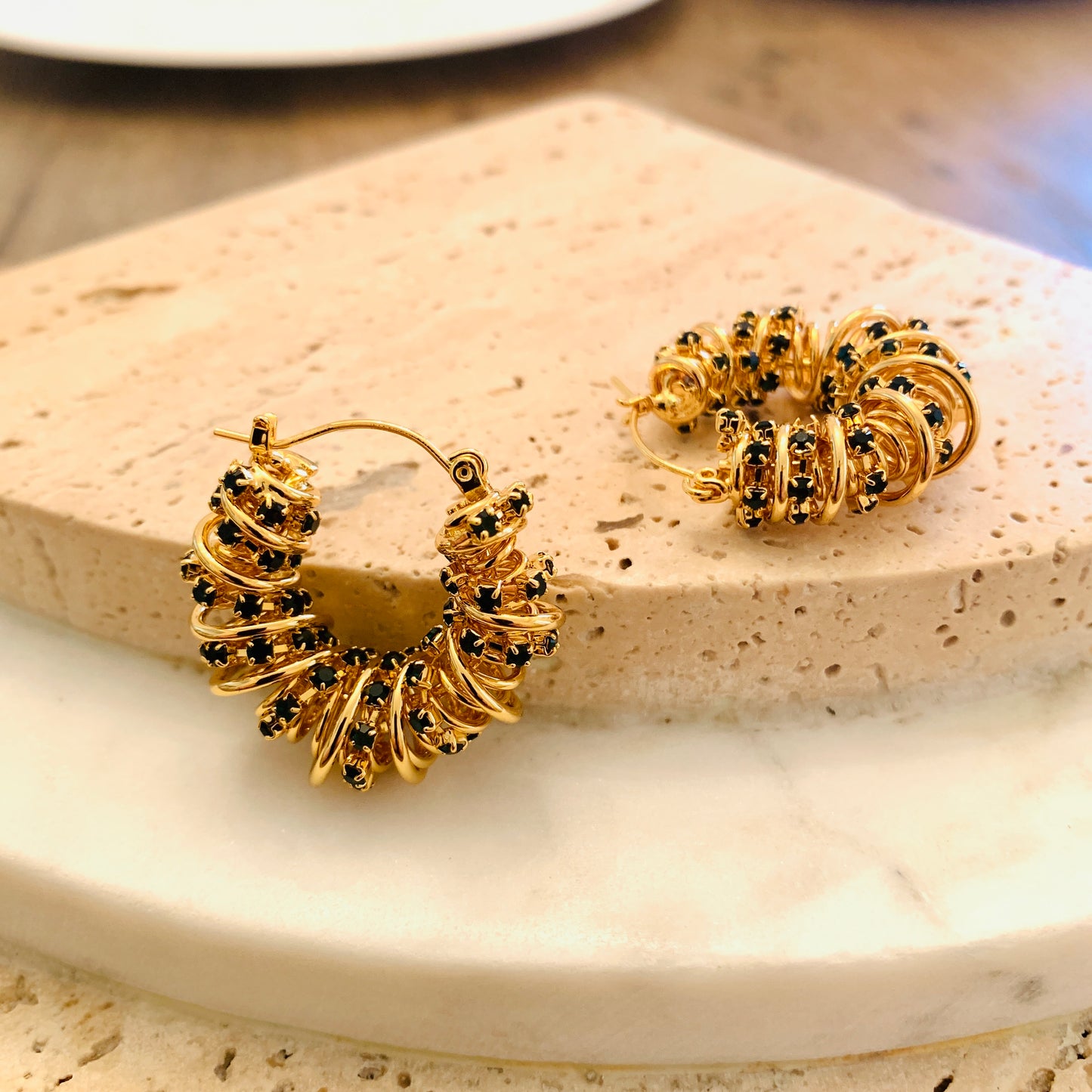 Catch Me If You Can Gemstone Gold Plated Earrings