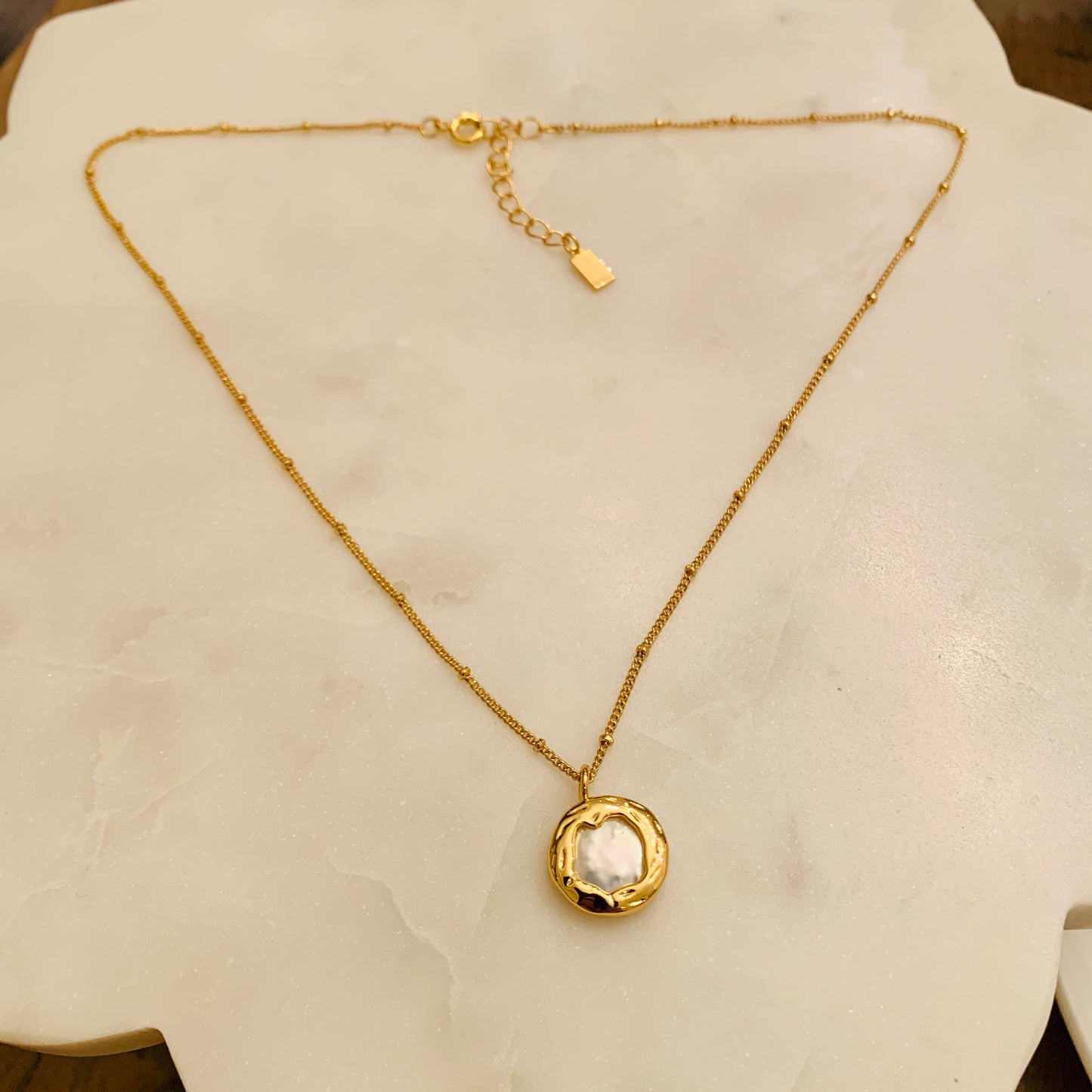 Round Pearl Gold Plated Necklace