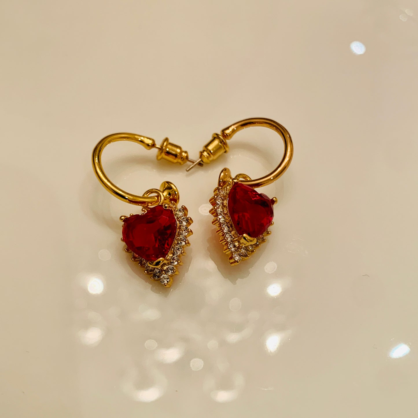 Red Heart Gemstone Earrings