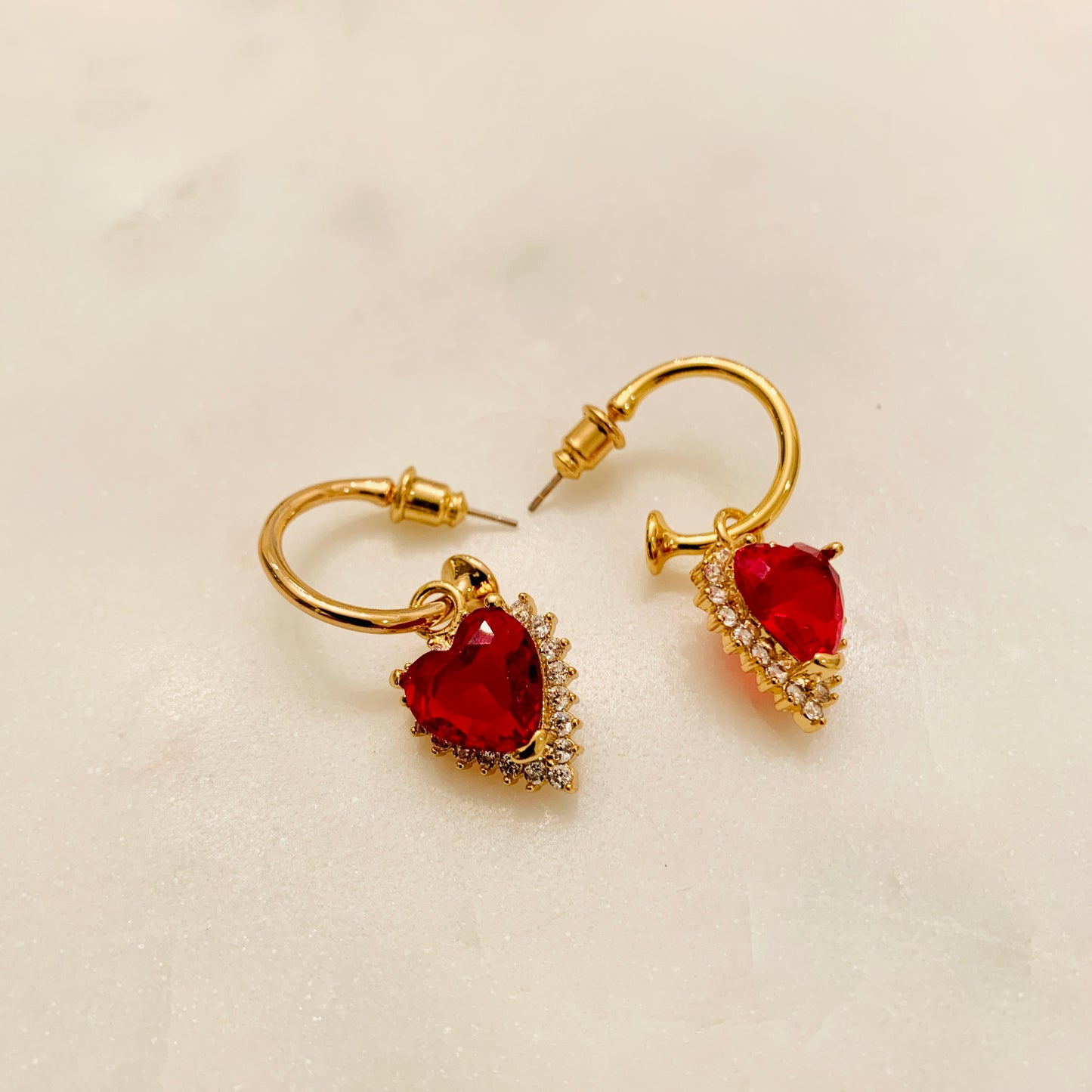 Red Heart Gemstone Earrings