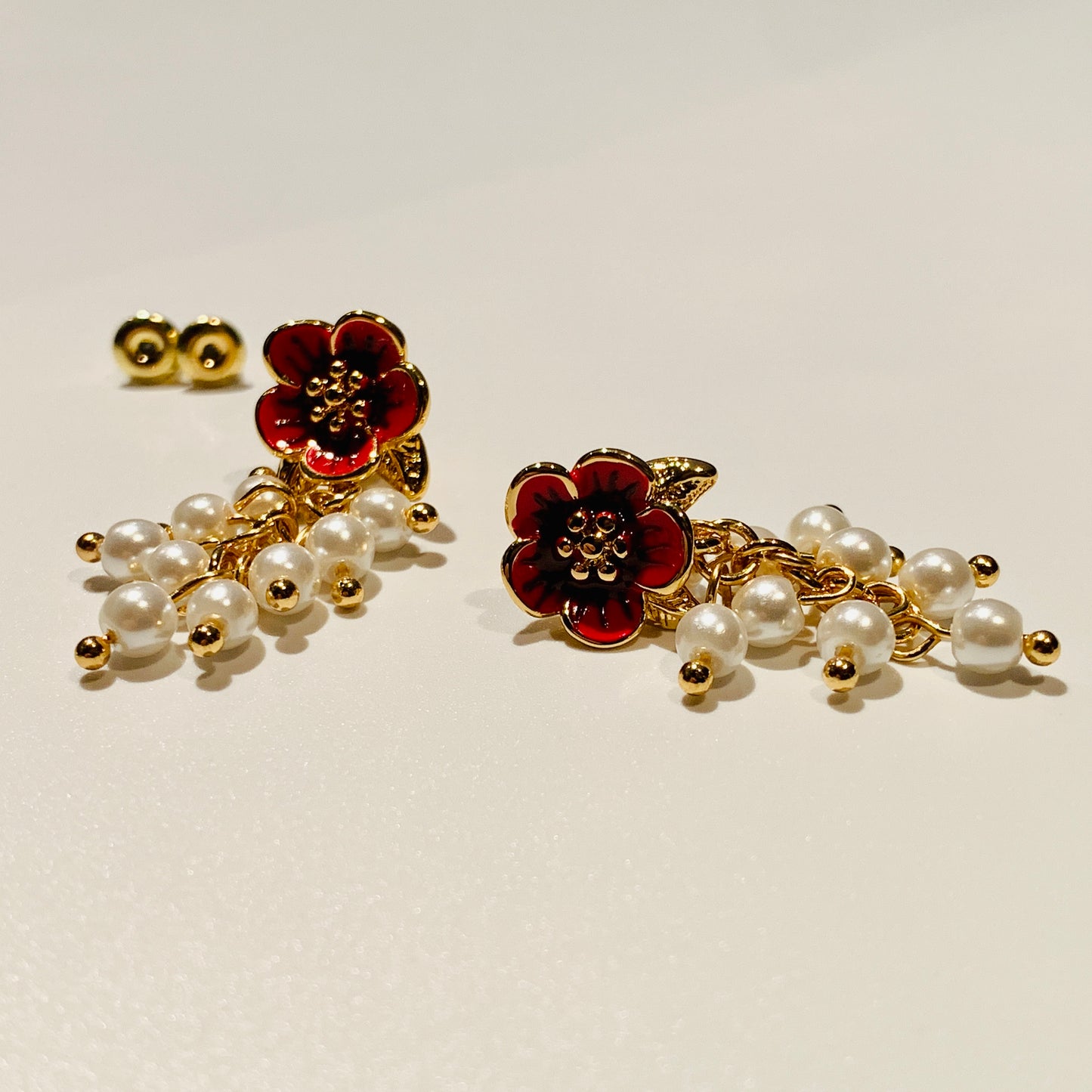 Flower 18K Gold Plated Pearl Earrings