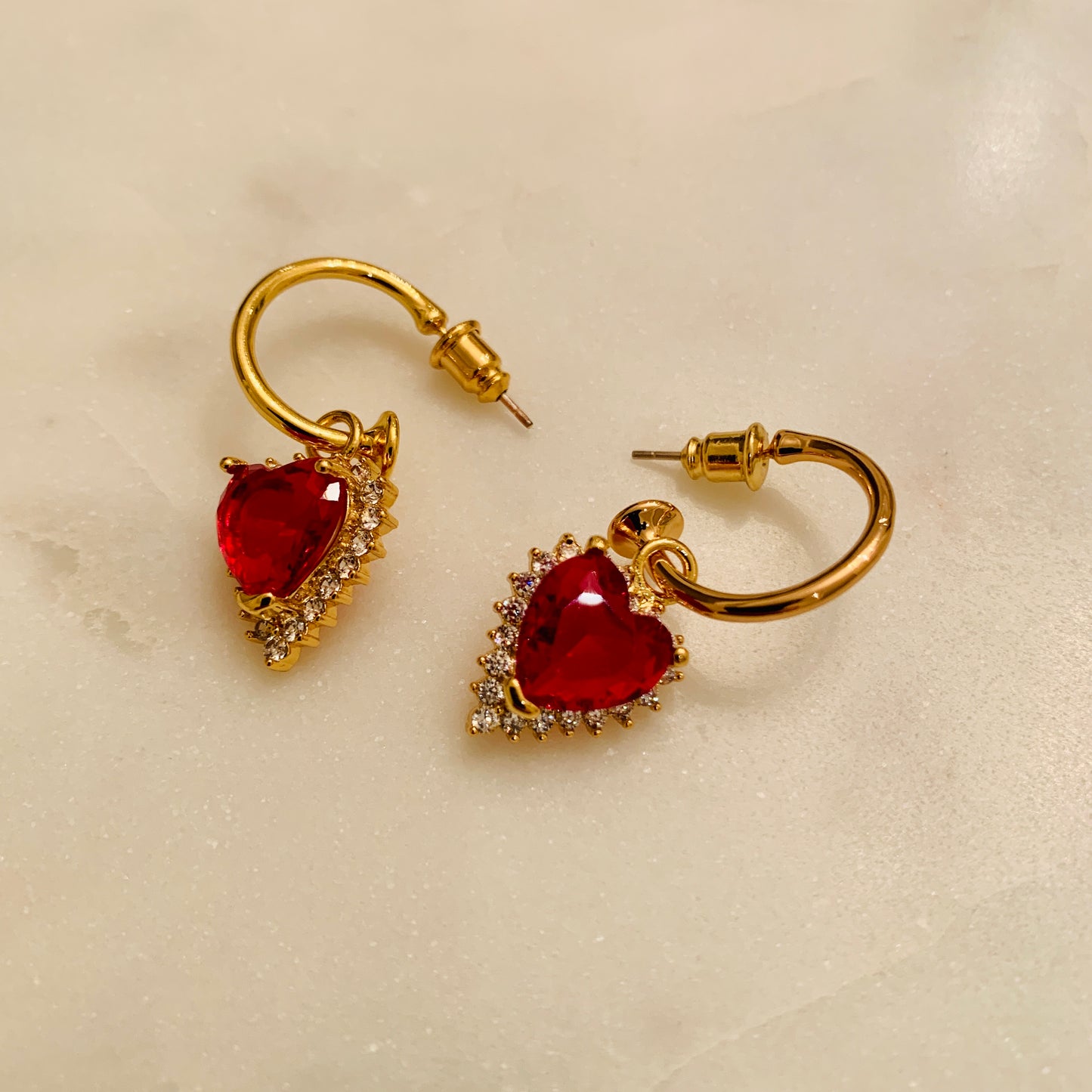 Red Heart Gemstone Earrings