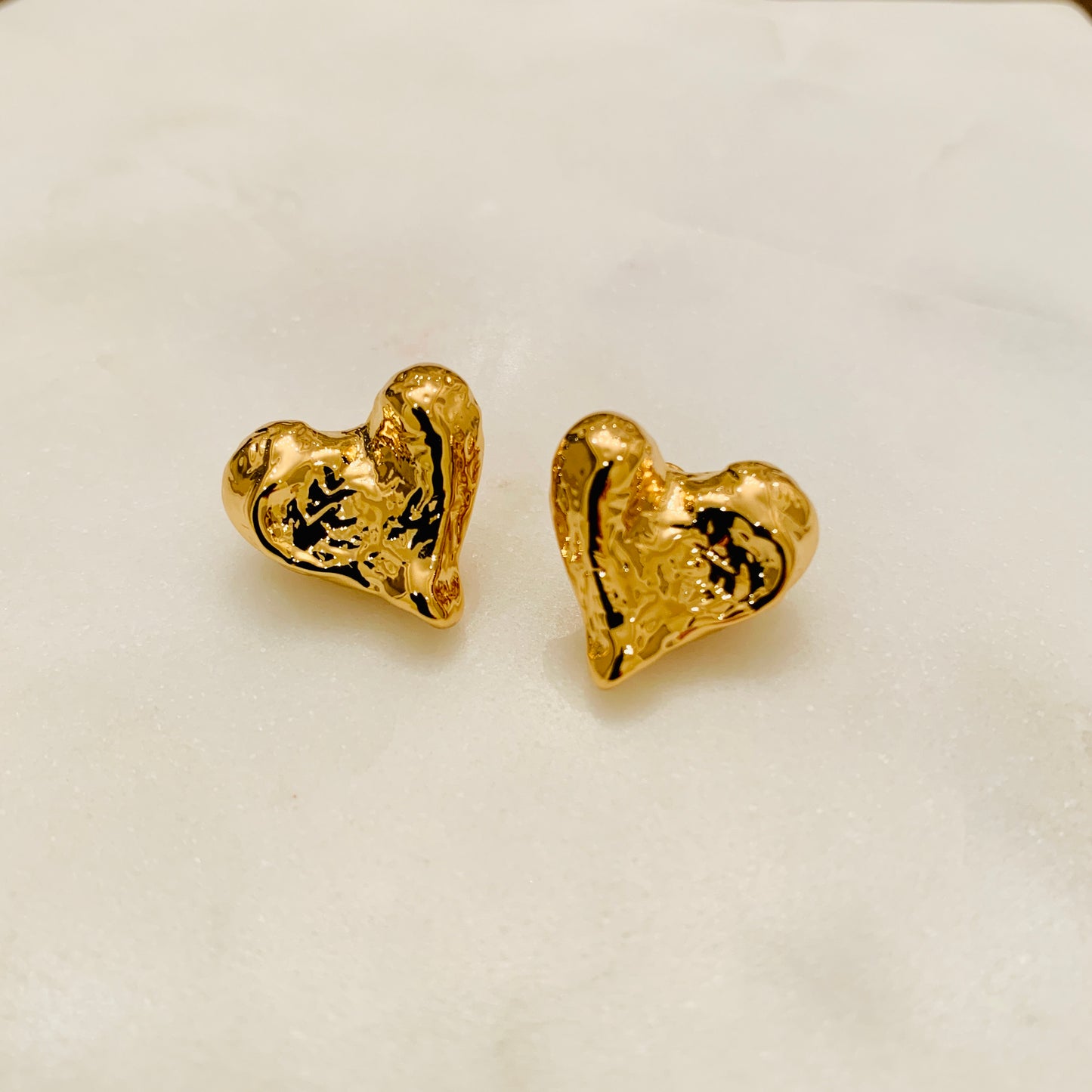 Heart Shaped Gold Plated Earrings