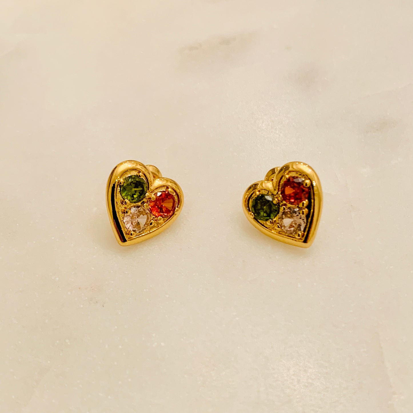 My Heart Is Forever Gemstone Gold Plated Earrings