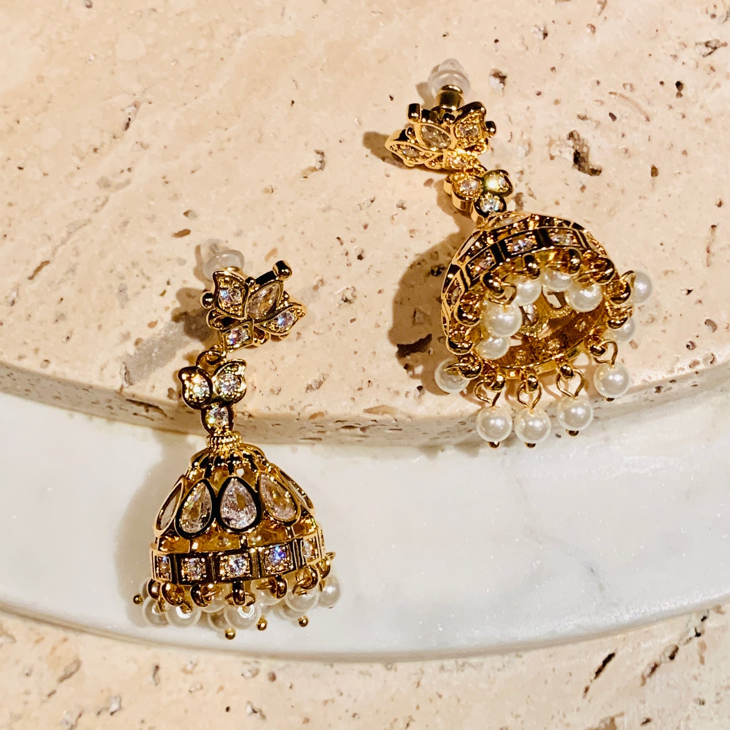 Zircon Gold Plated Windbell Earrings