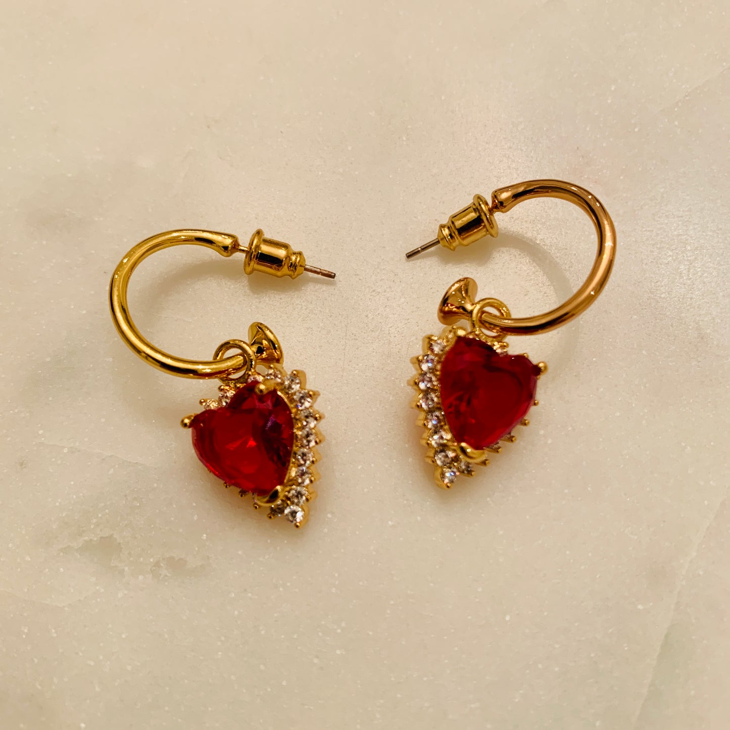 Red Heart Gemstone Earrings