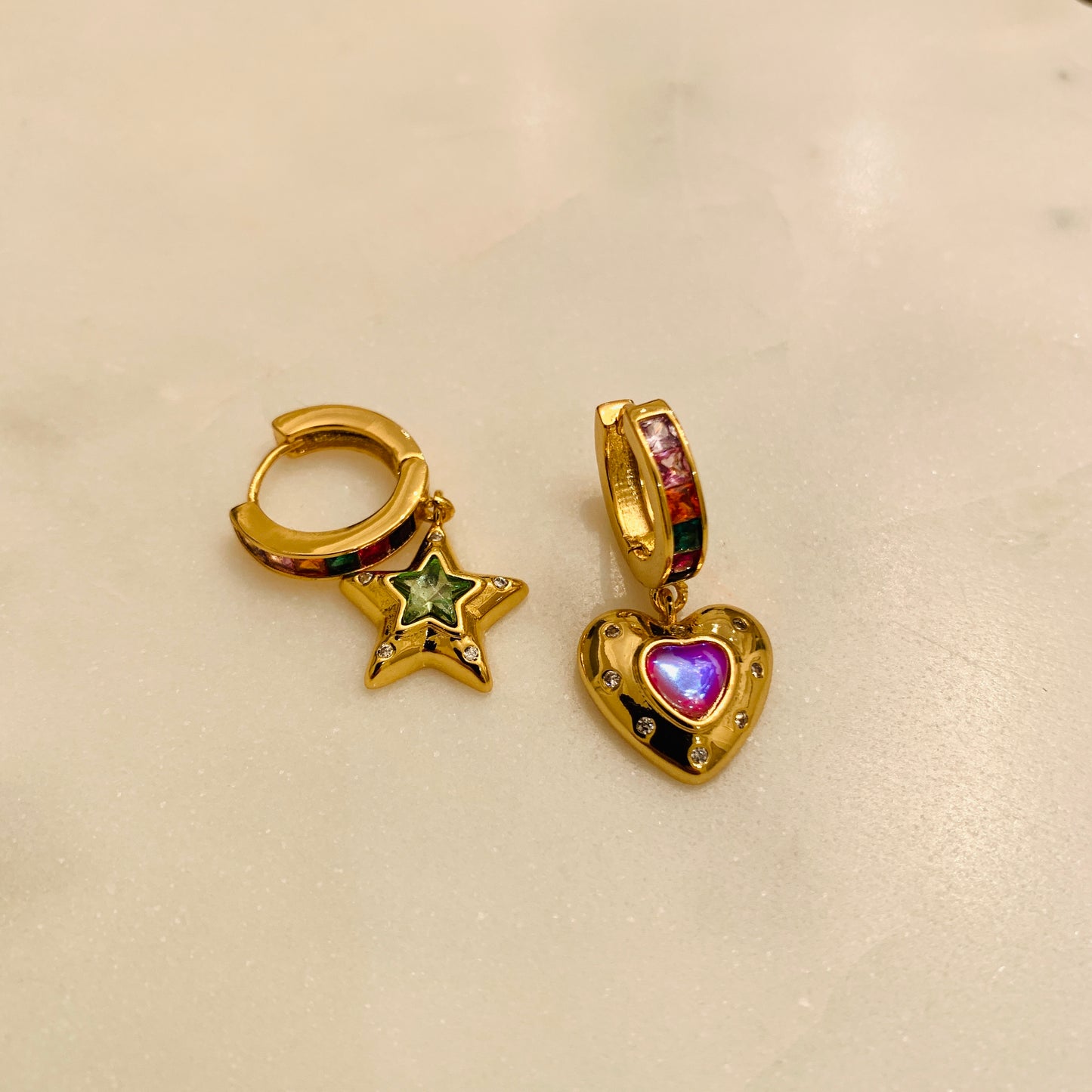 Heart and Star Earrings for Luck and Energy