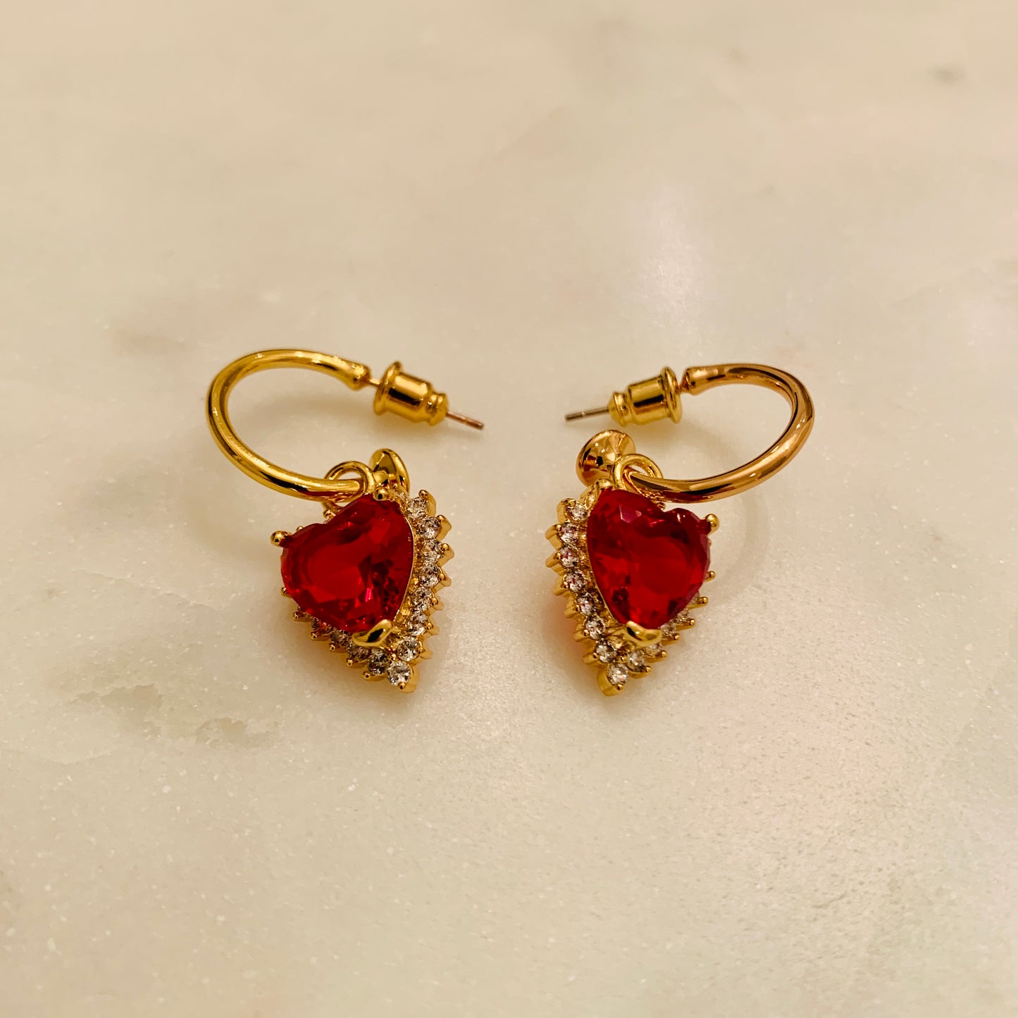 Red Heart Gemstone Earrings