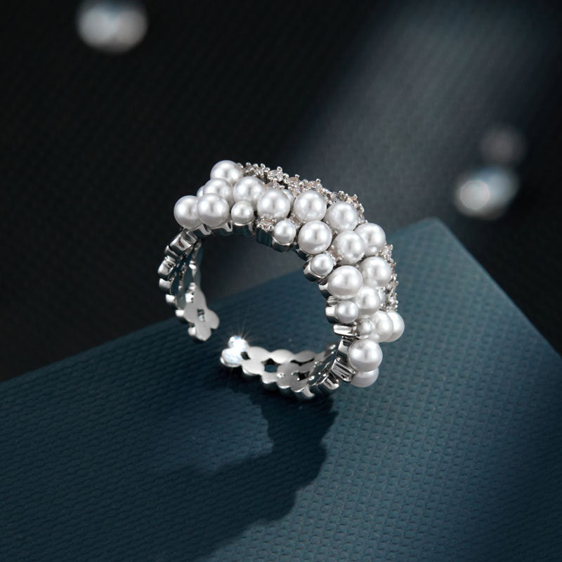 New Pearl Zircon Open Ring