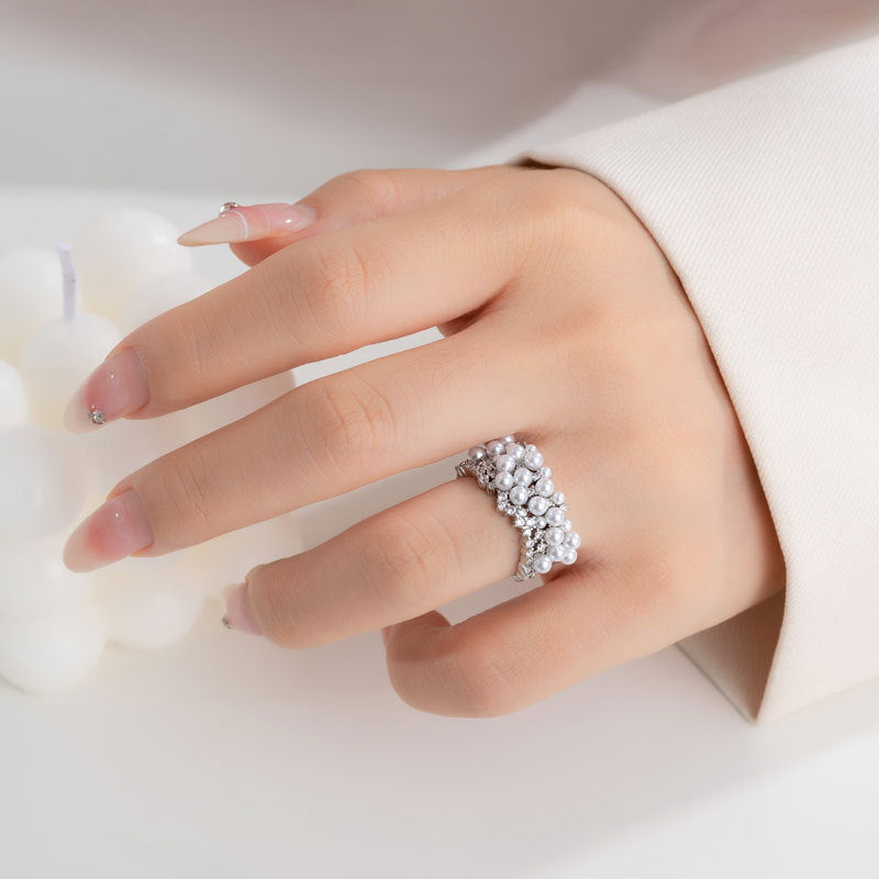 New Pearl Zircon Open Ring